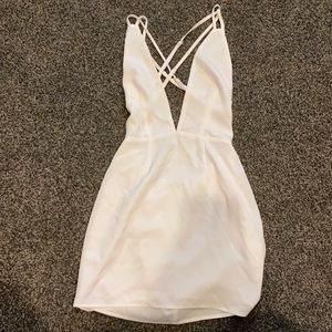 Super down white slip dress